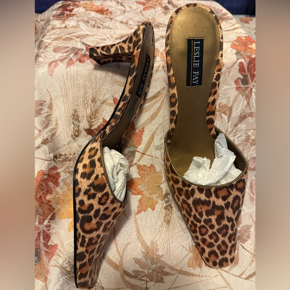 Leslie Fay Leopard Print Women's Heels NEW with Tags Size 8